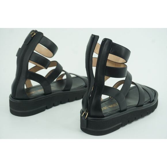 Stuart Weitzman Black Gala Lift Gladiatior Strappy Sandal SZ 37 $495 Lug Sole - Picture 10 of 11